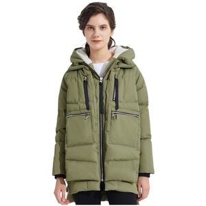 OROLAY Thickened Down‎ Jacket Coat Parka Olive Green Large L XL Oversized